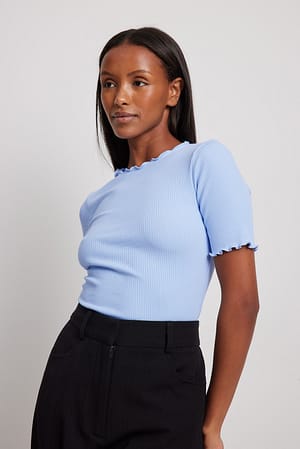 Dusty Blue Babylock Ribbed Top