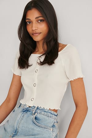 White Babylock Ruffle Top