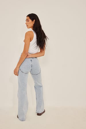Light Blue Organische jeans met naaddetail op achter
