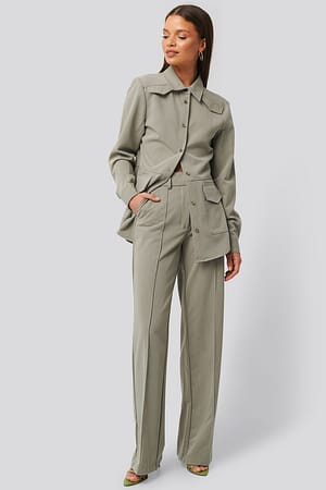Dusty Light Green Anzughose Mit Schlitz