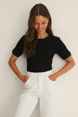 Black Babylock Detail Rib Top