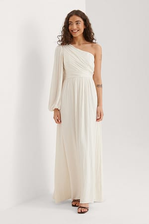 Offwhite Balloon Sleeve Maxi Dress