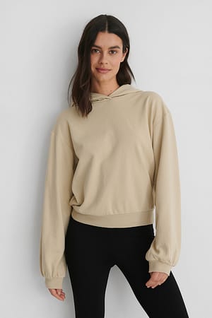 Beige Balloon Sleeve Hoodie