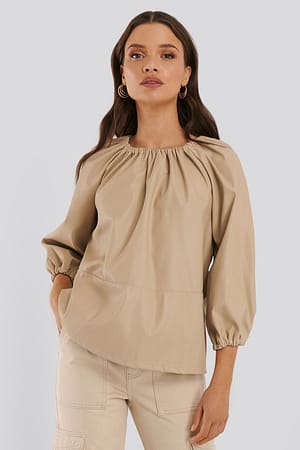 Beige Pu Top