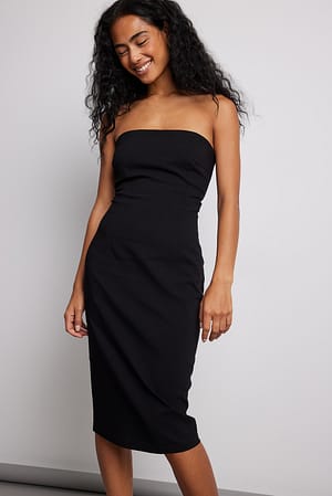 Black Bandeau Midi Dress