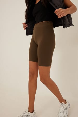 Brown Basic Biker Shorts