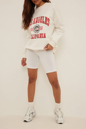White Basic Biker Shorts