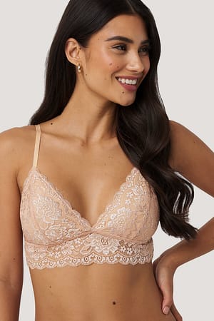 Buff Beige Basic gebloemde kanten BH