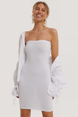 White Basic Jersey Bandeau Dress