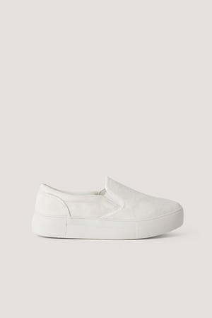 White Basic Slip In Trainers