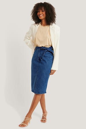 Light Blue Midirock Denim Gürtel