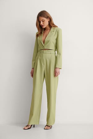 Green Belted Suit Pants