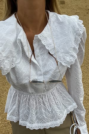 White Big Collar Anglaise Blouse