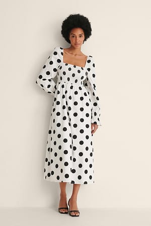 Dots Organisches Midi-Kleid aus Baumwolle mit großen Punkten