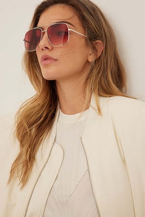 Burgundy Big Metal Pilot Sunglasses