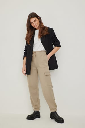 Dark Beige Sweatpants met grote zakken