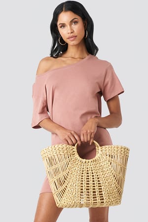 Natural Big Strawy Basket Bag
