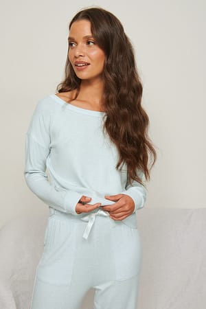 Dusty Blue Boat Neck Top