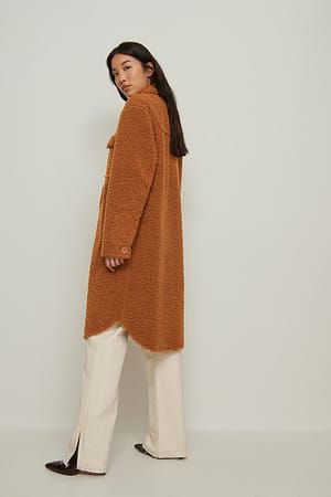 Brown Teddy lang overshirt