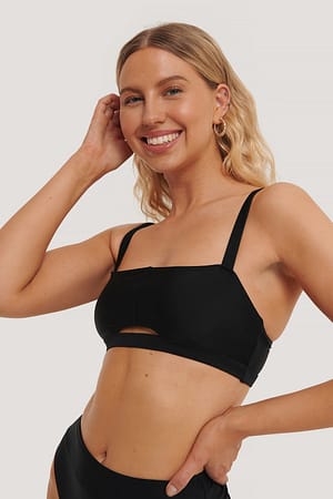 Black Bondi Bandeau Breite Träger Bikini-Top