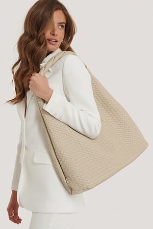 Beige Braided Oversize Shopper