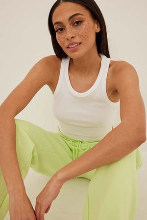 Soft Green Geborstelde joggingbroek met trekkoord