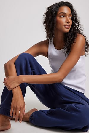 Navy Sweatpants med borstad yta och dragsko