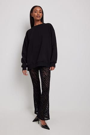 Black Burn Out Mesh Trousers