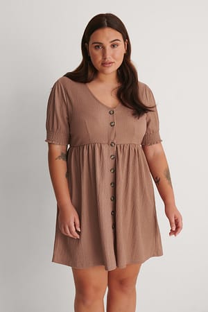 Dusty Dark Pink Gerecycleerde jerseyjurk met knopen