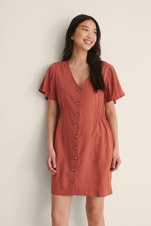 Rust Buttoned Mini Dress