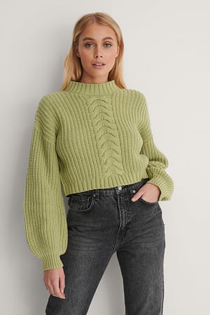Light Green Organischer Strickpullover
