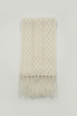 Offwhite Cable Knitted Soft Scarf