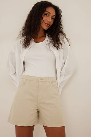Taupe Loose Denim Shorts