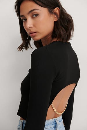 Black Chain Detail Top