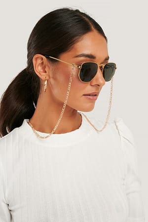 Gold Chain Detailed Metal Frame Sunglasses