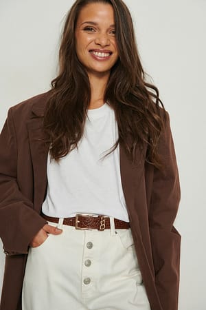 Dark Brown Chain Detailed Slim Belt