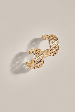 Gold Recycled runda äronhängen med bred kedja