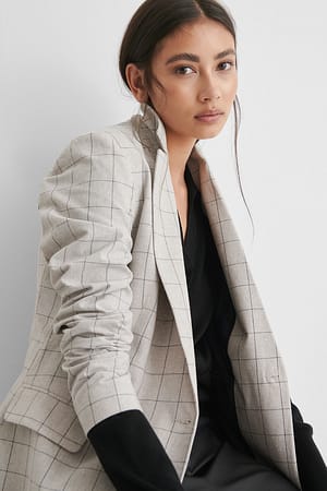 Beige Check Blazer