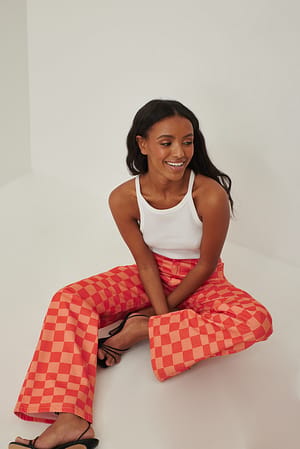 Orange Checked Denim