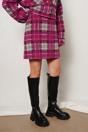 Pink Check Checked Mini Skirt