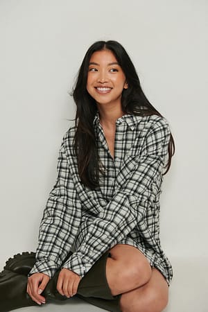 Black/White Checked Overshirt Dress