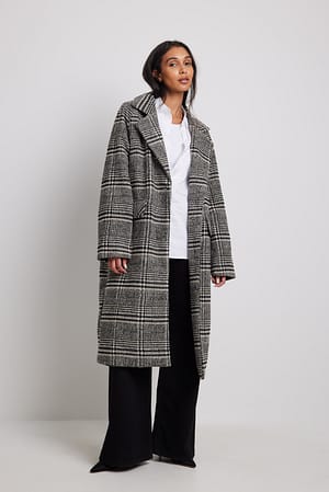 Black Checked Oversized Coat