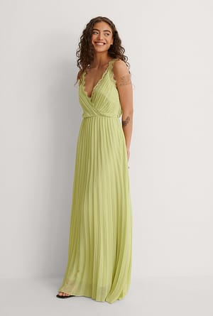 Dusty Green Chiffon Maxi-Jurk