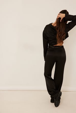 Black Pantalon de costume droit