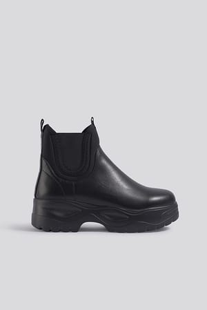 Black Chunky Chelsea Boots