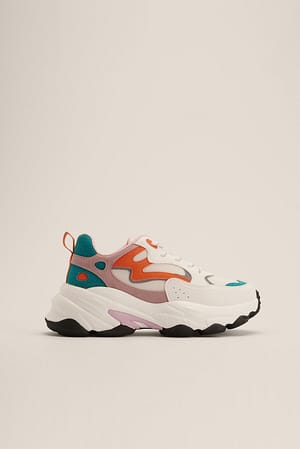 Green/Orange Chunky sneakers met contrastdetail