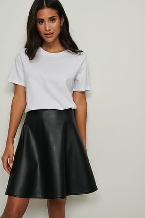 Black Circle PU Skirt