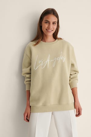 Beige City Print Sweatshirt