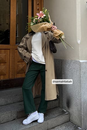 Green Ekologiska raka jeans med kontrastsöm
