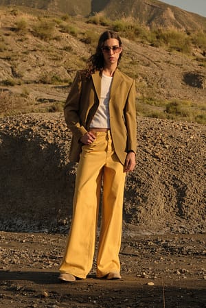 Mustard Jeans met contrasterend stiksel en rechte pasvorm